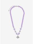 Lavender Heart Planet Chunky Chain Necklace, , alternate