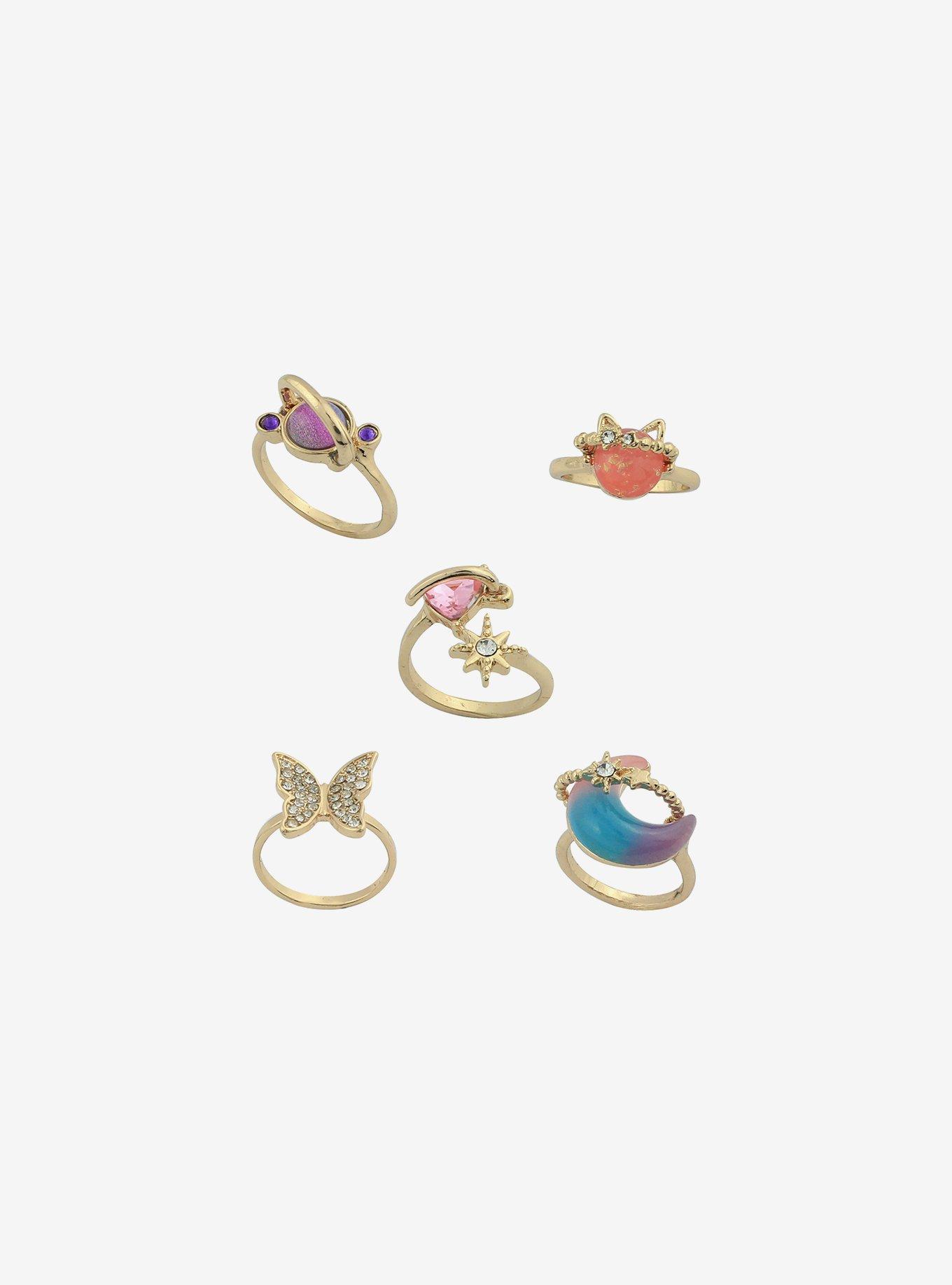Ombre Heart Planet Ring Set, , alternate