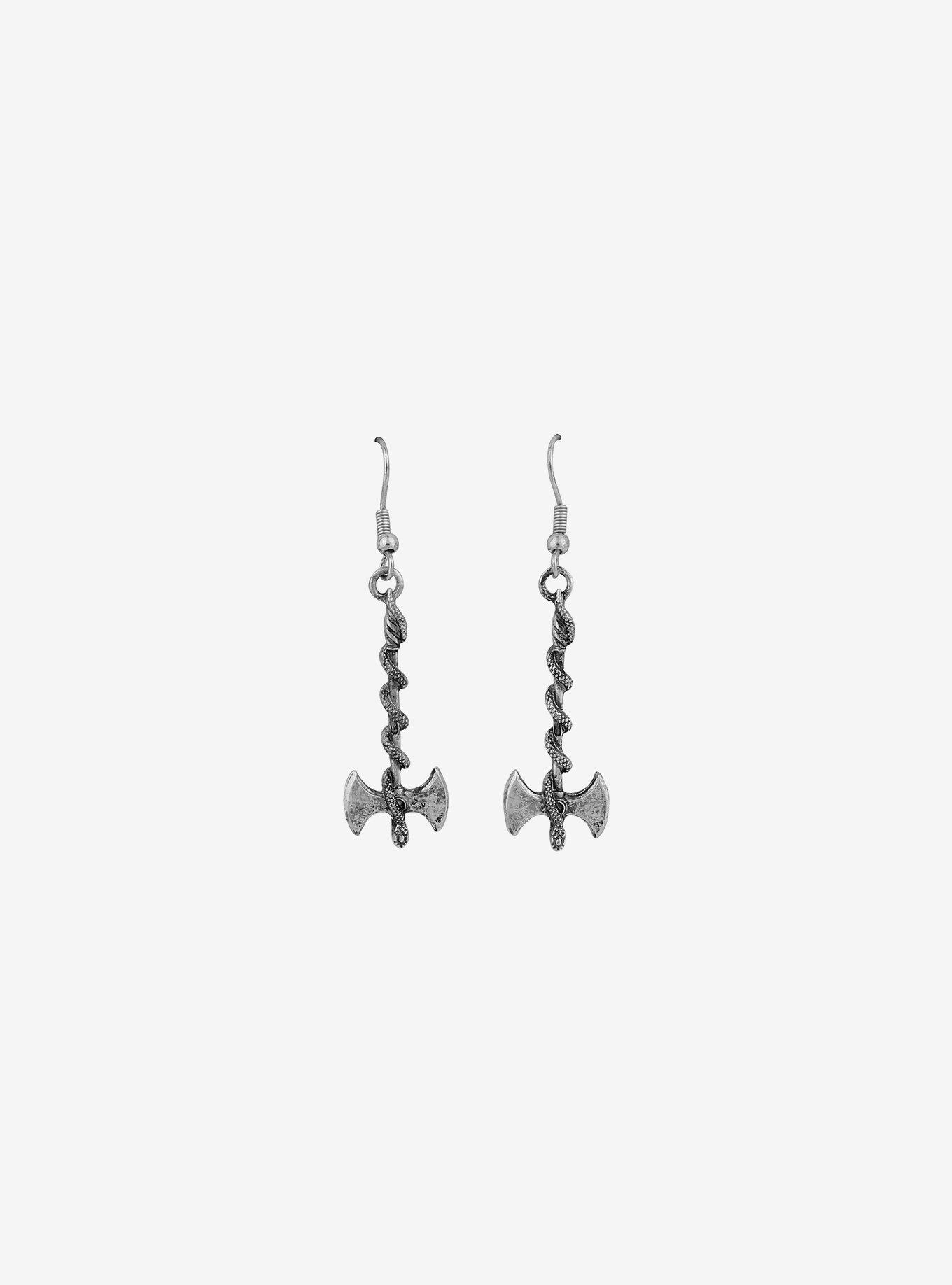 Snake Battle Axe Earrings, , alternate