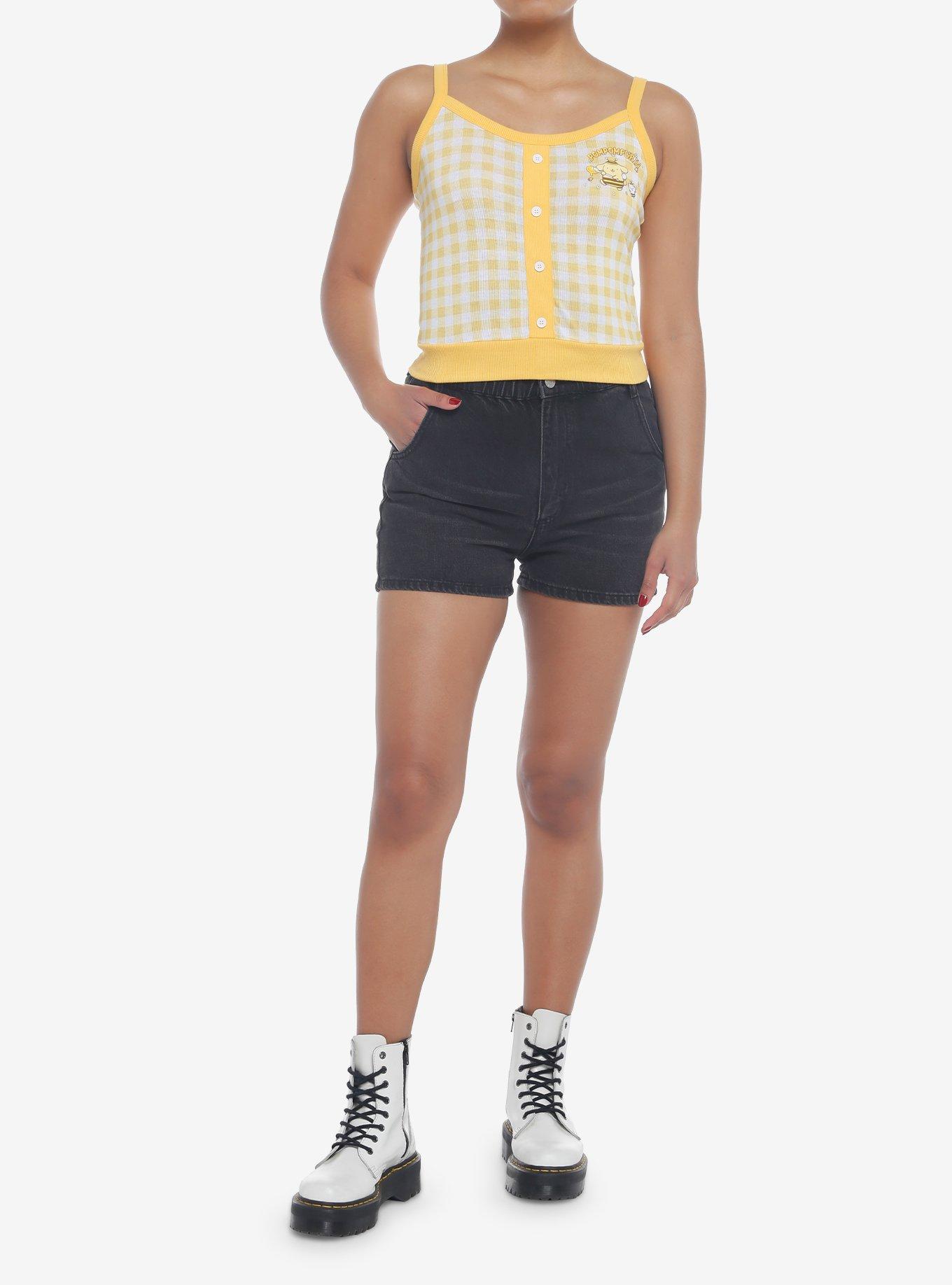 Pompompurin Yellow Gingham Girls Crop Cami, MULTI, alternate