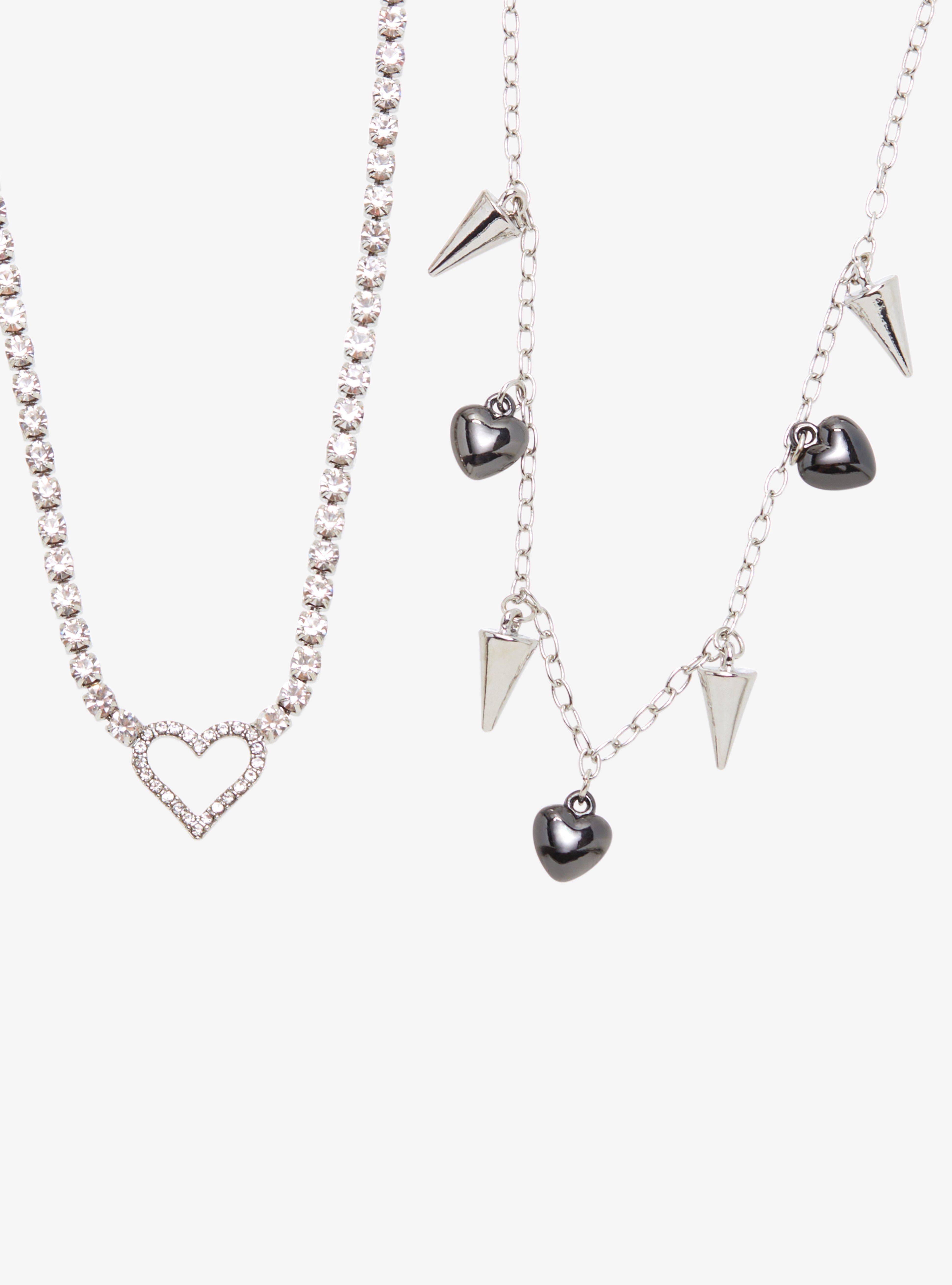 Heart Bling Spikes Necklace Set, , alternate