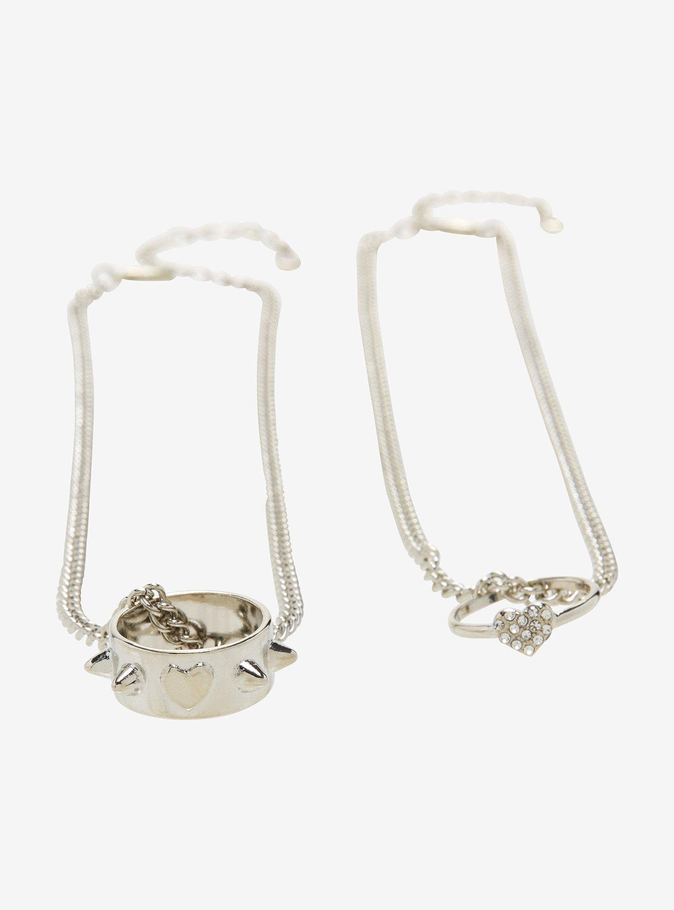 Punk Spike Heart Best Friend Ring Necklace Set, , alternate