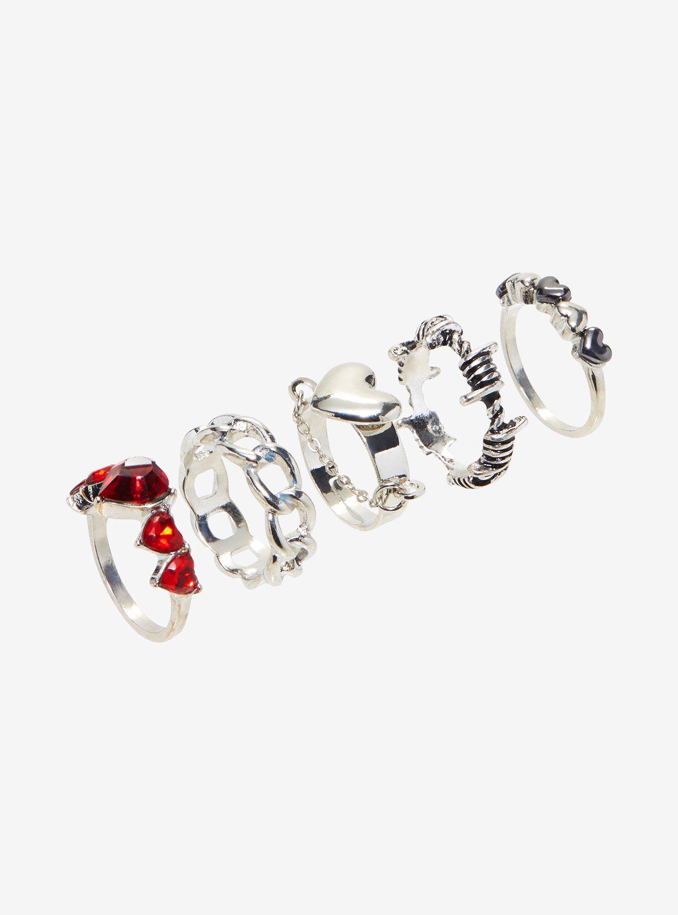 Red Hearts Gem Ring Set, , alternate