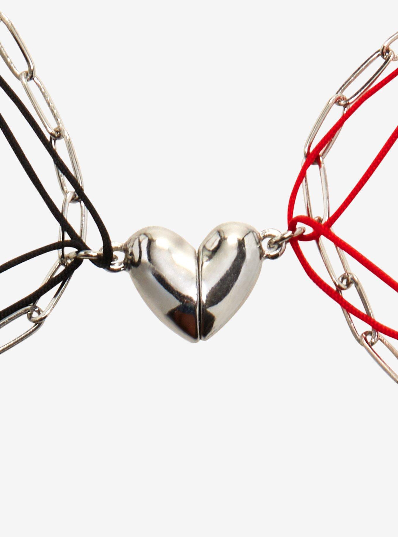 Magnetic Broken Heart Cord Best Friend Bracelet Set, , alternate