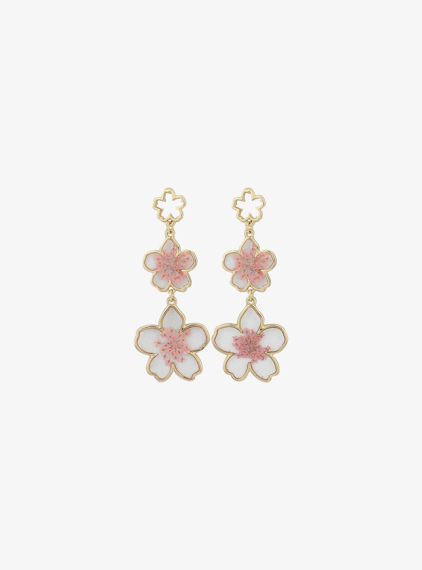 Sakura Flower Cascade Drop Earrings, , alternate