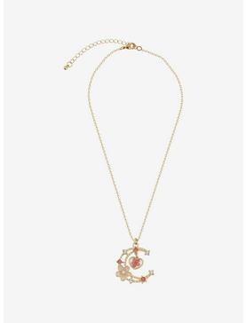 Heart Sakura Crescent Moon Gem Necklace, , hi-res