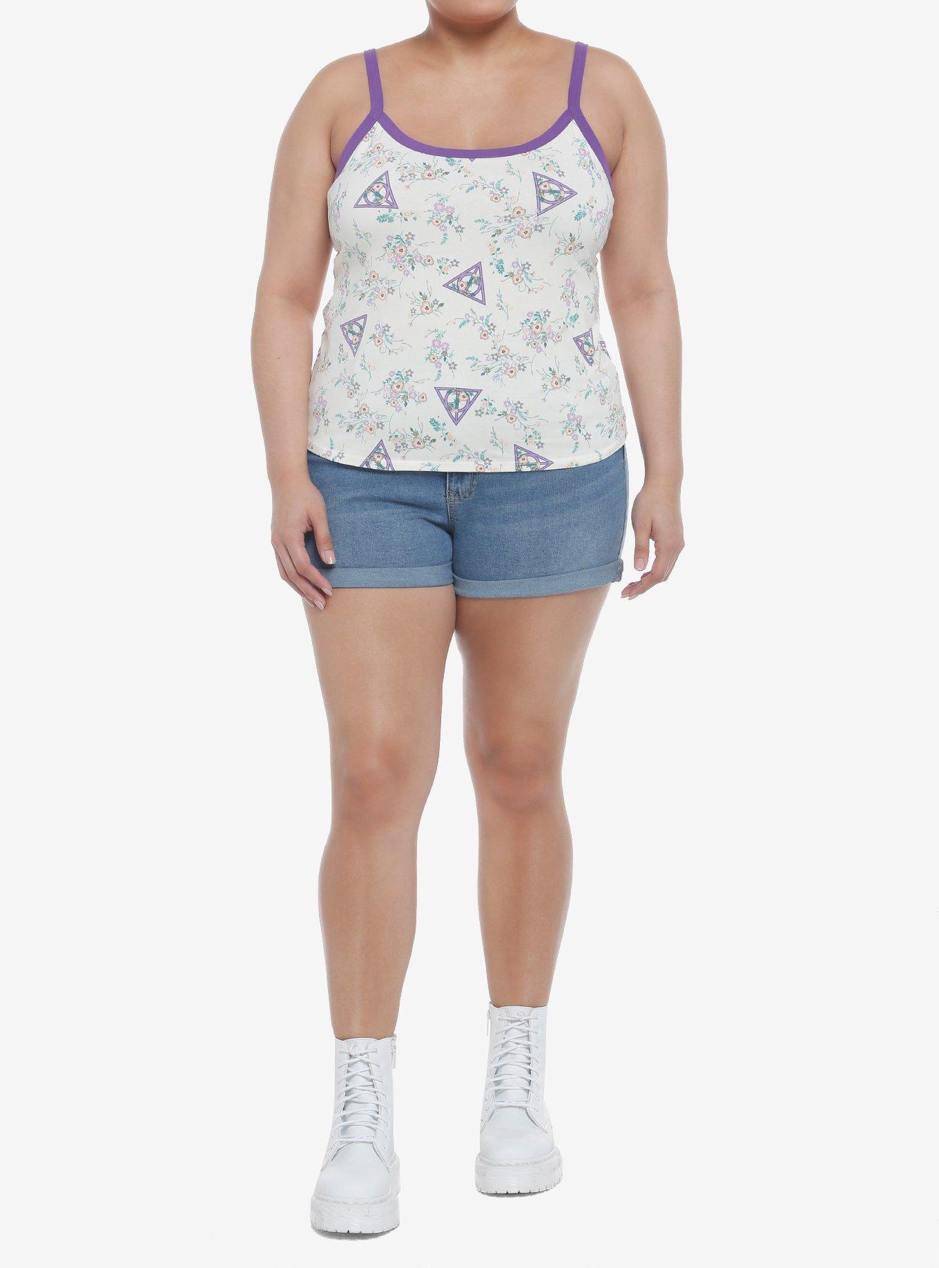 Harry Potter Deathly Hallows Floral Girls Crop Cami Plus Size, , hi-res