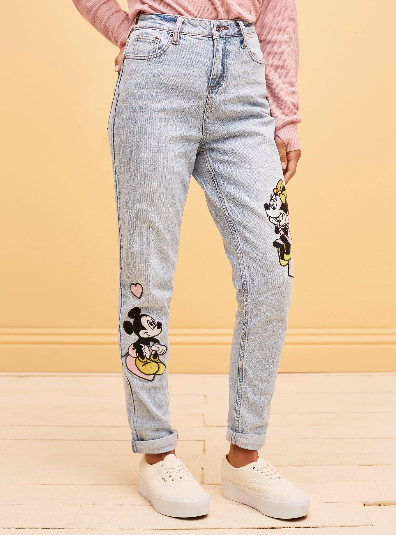 Her Universe Disney Mickey Mouse & Minnie Mouse Mom Jeans, LIGHT WASH, alternate
