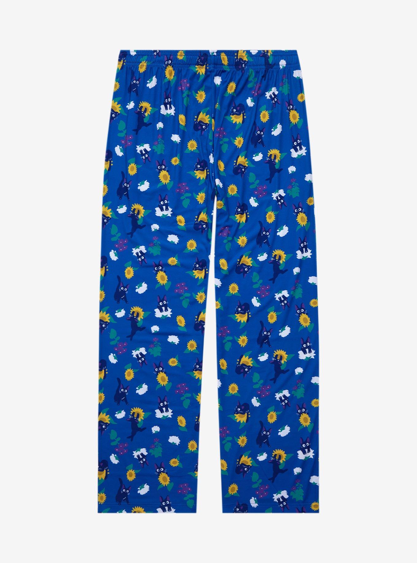 Studio Ghibli Kiki&rsquo;s Delivery Service Jiji & Flowers Allover Print Sleep Pants - BoxLunch Exclusive, BLUE, alternate