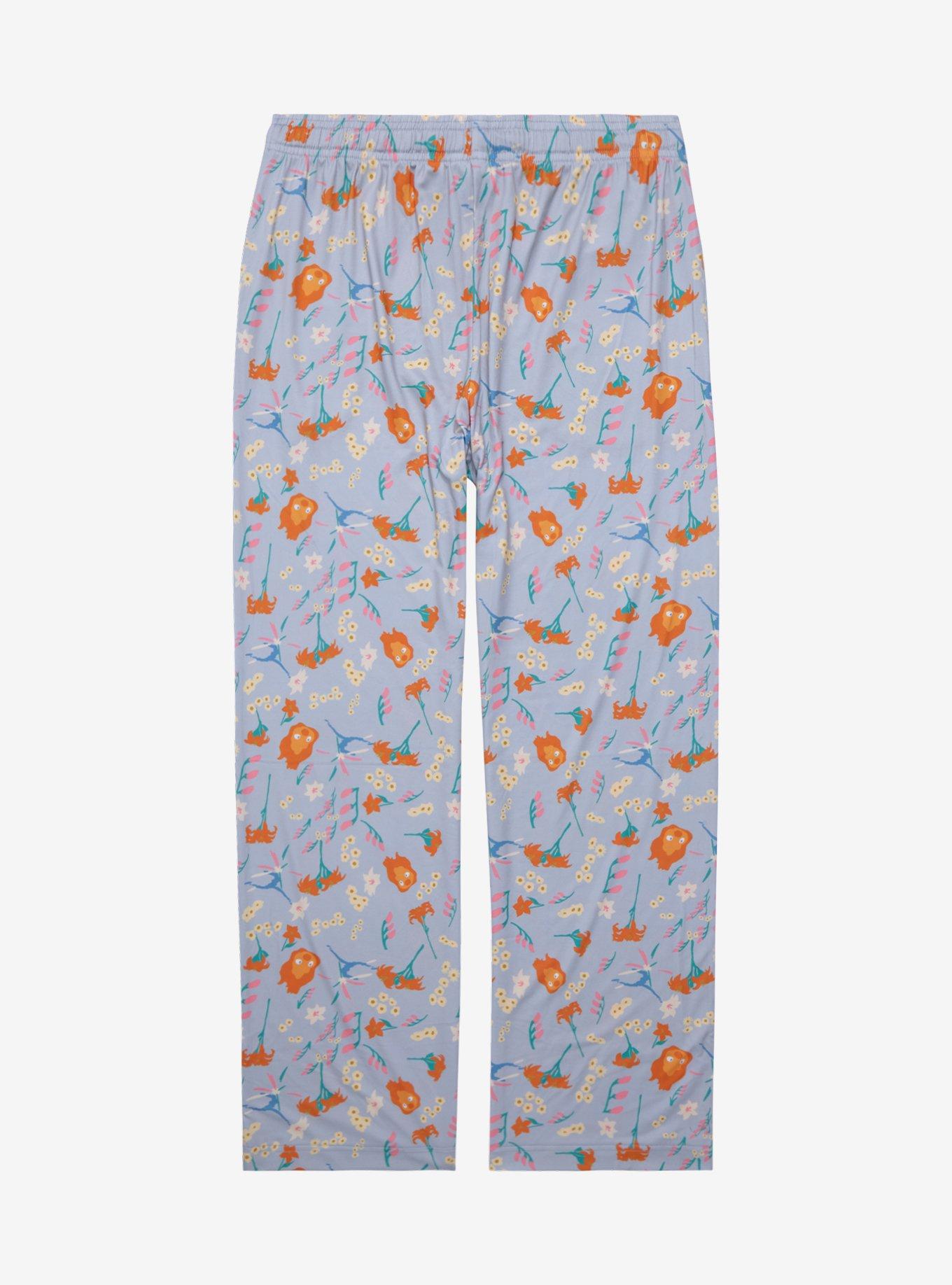 Studio Ghibli Howl&rsquo;s Moving Castle Calcifer Floral Allover Print Sleep Pants - BoxLunch Exclusive, GREY, alternate