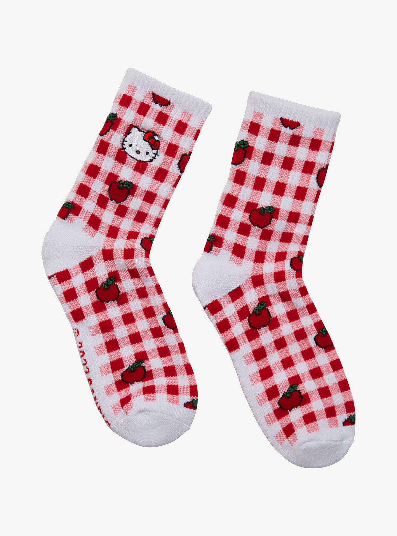 Sanrio Hello Kitty and Friends Apple Gingham Crew Socks - BoxLunch Exclusive , , alternate