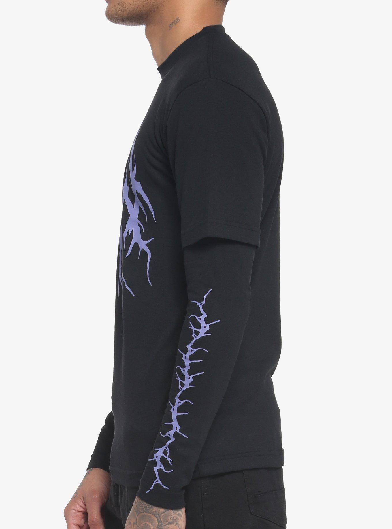 Purple Metal Twofer Long-Sleeve T-Shirt, BLACK  PURPLE, alternate