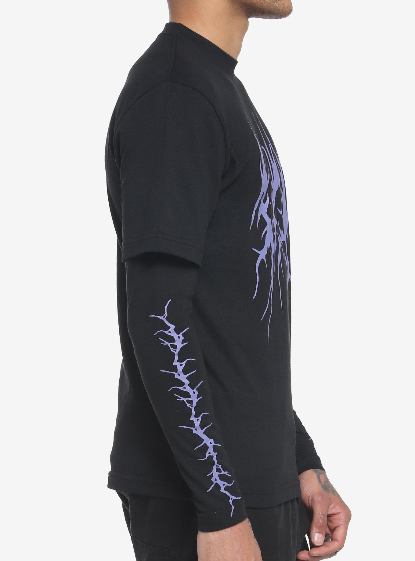 Purple Metal Twofer Long-Sleeve T-Shirt, BLACK  PURPLE, alternate