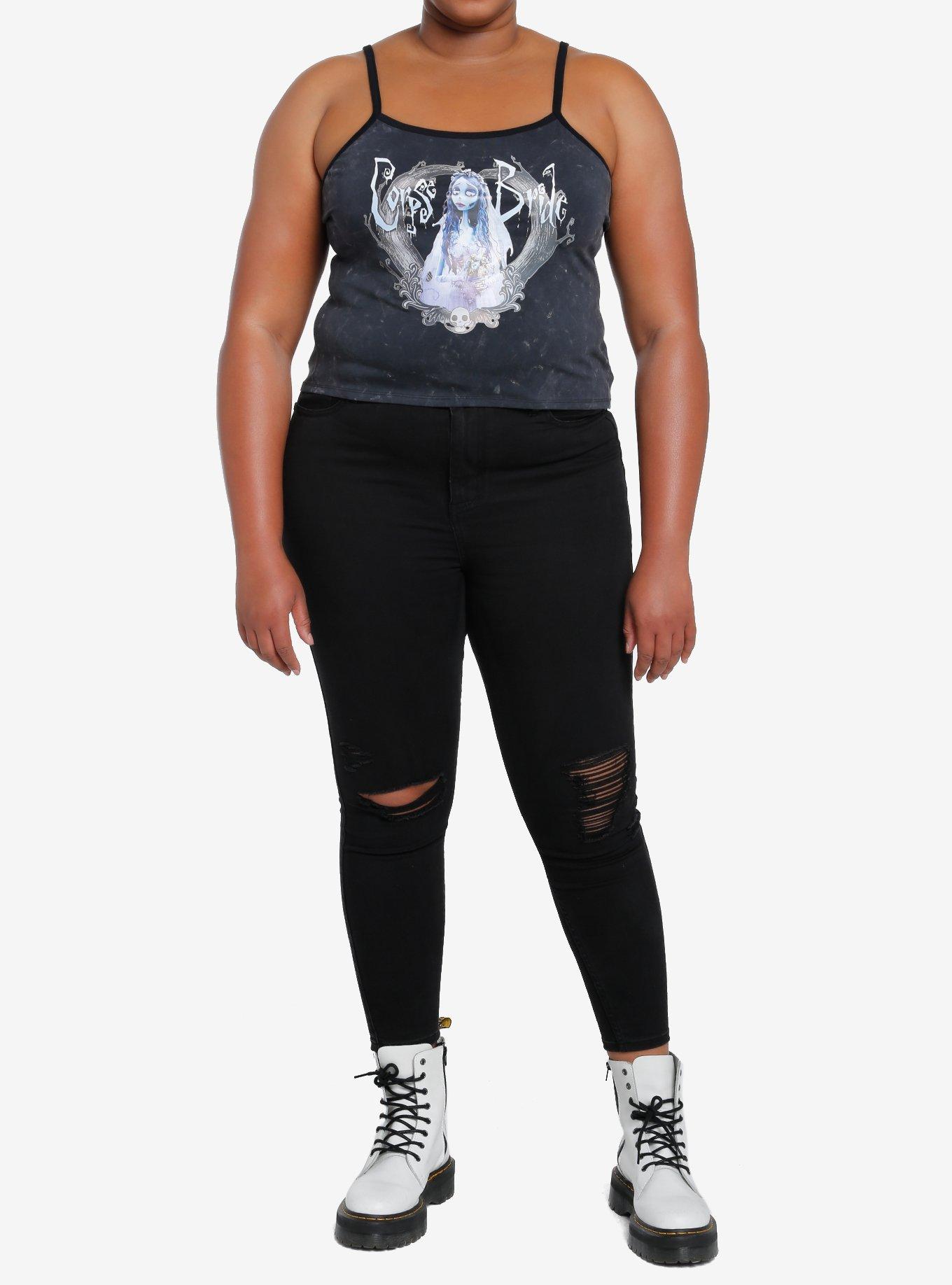 Corpse Bride Emily Mineral Wash Girls Crop Cami Plus Size, MULTI, alternate