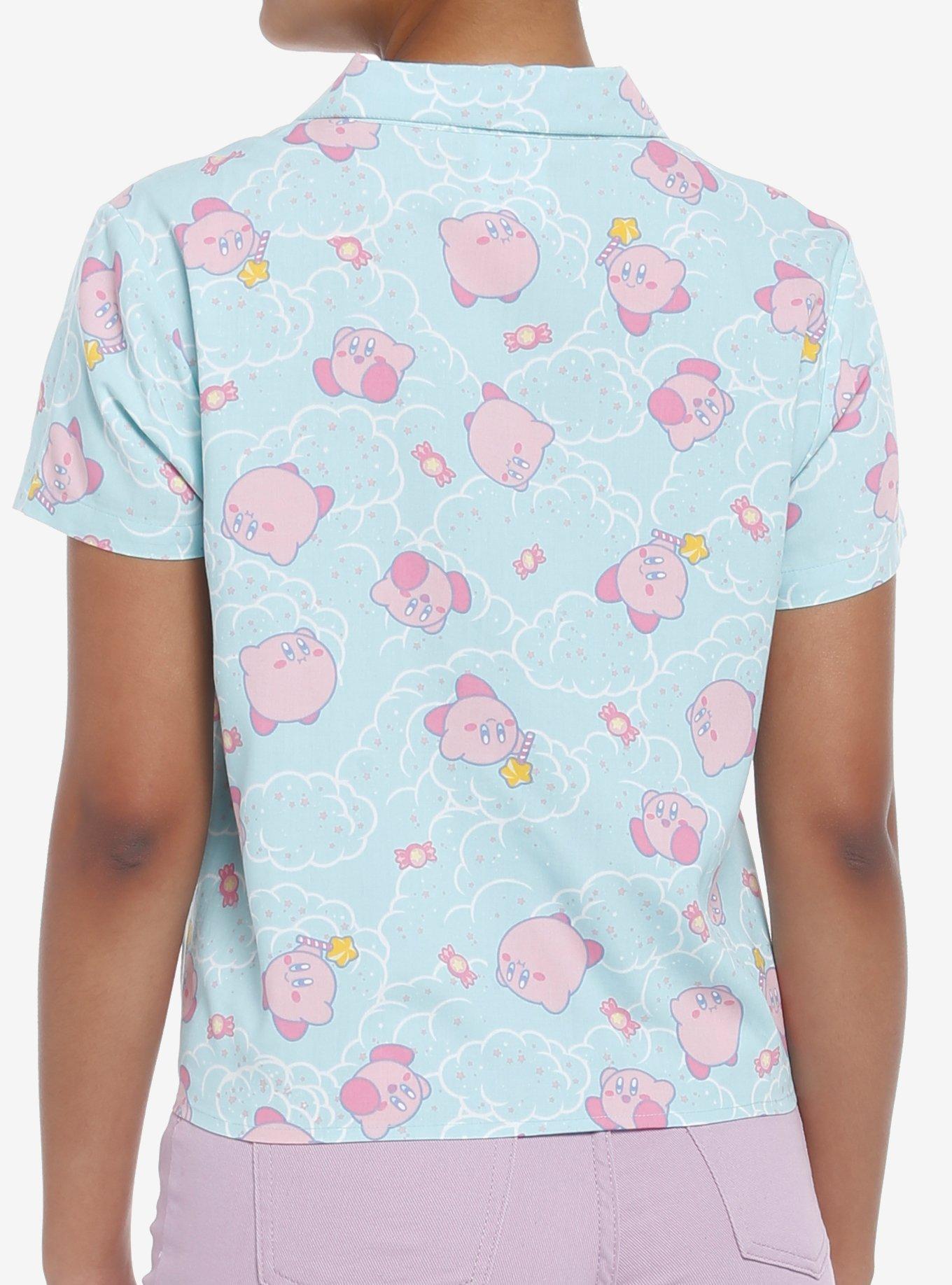 Kirby Pastel Cloud Tie-Front Girls Woven Button-Up, MULTI, alternate