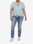Kirby Pastel Cloud Tie-Front Girls Woven Button-Up Plus Size, MULTI, alternate