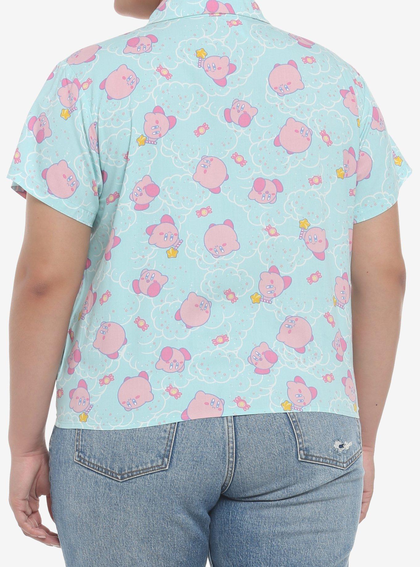Kirby Pastel Cloud Tie-Front Girls Woven Button-Up Plus Size, MULTI, alternate