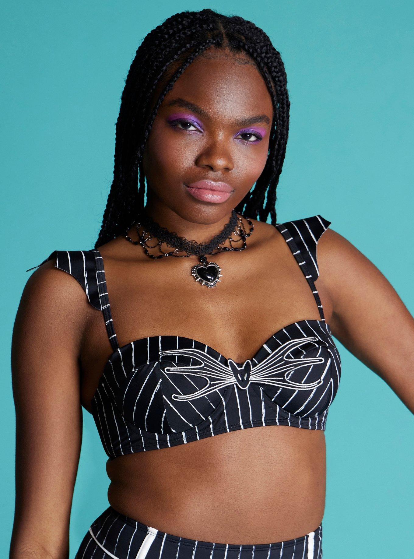 The Nightmare Before Christmas Jack Pinstripe Swim Top, MULTI COLOR, alternate