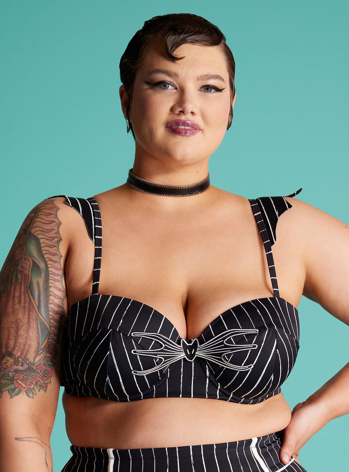 The Nightmare Before Christmas Jack Pinstripe Swim Top Plus Size, MULTI COLOR, alternate