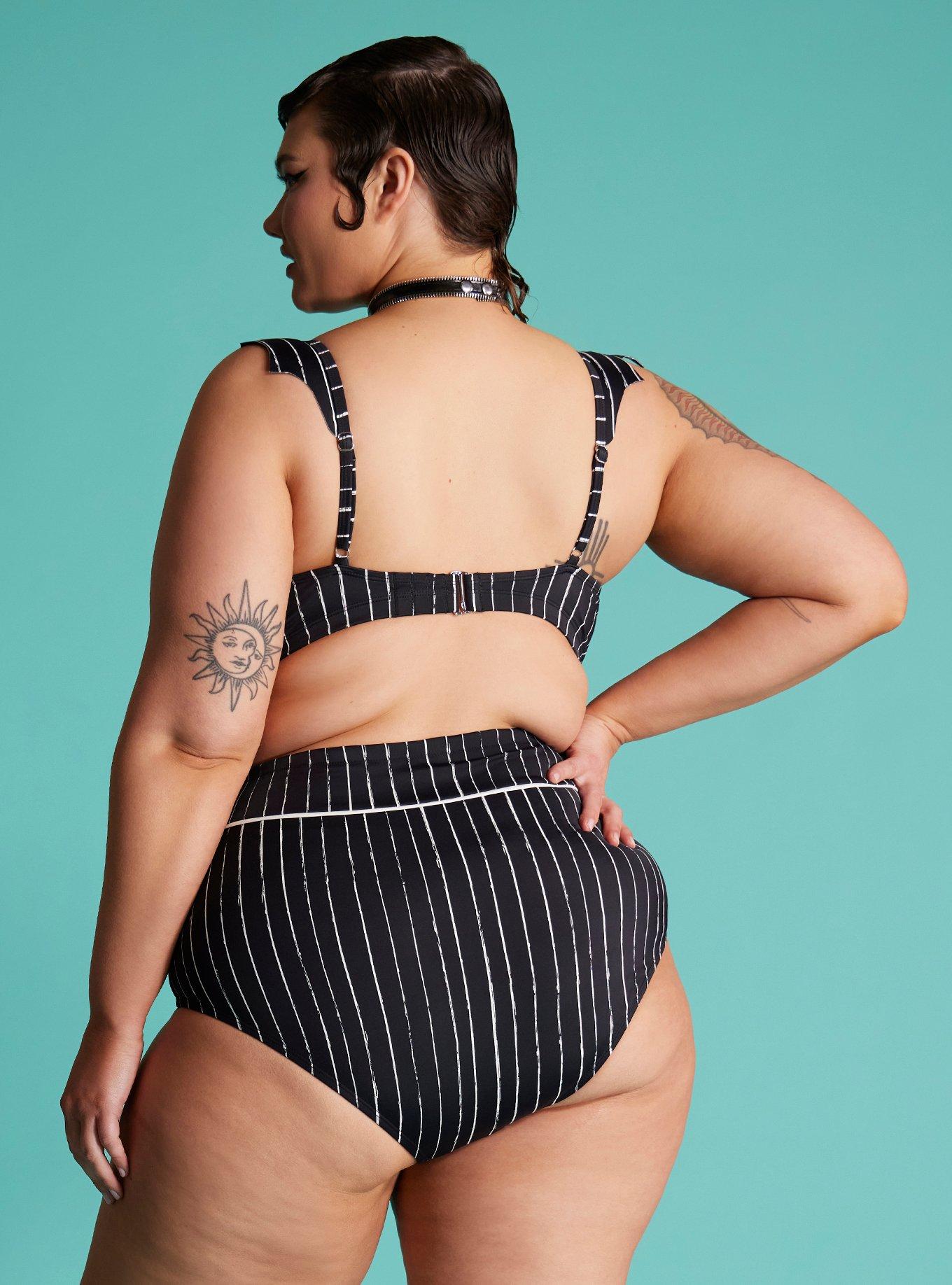The Nightmare Before Christmas Jack Pinstripe Swim Top Plus Size, MULTI COLOR, alternate