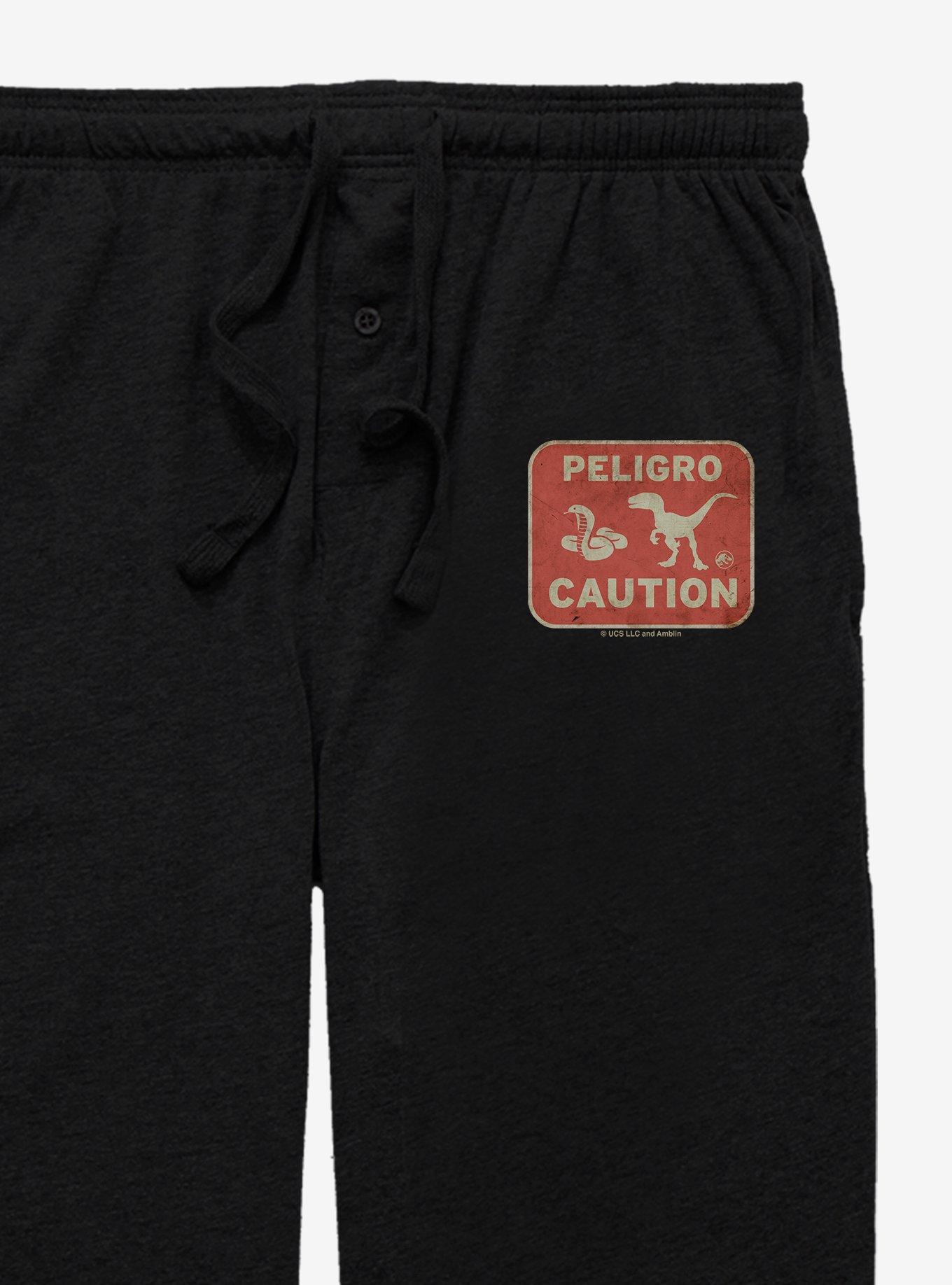 Jurassic World Caution Snake Sign Pajama Pants, BLACK, alternate