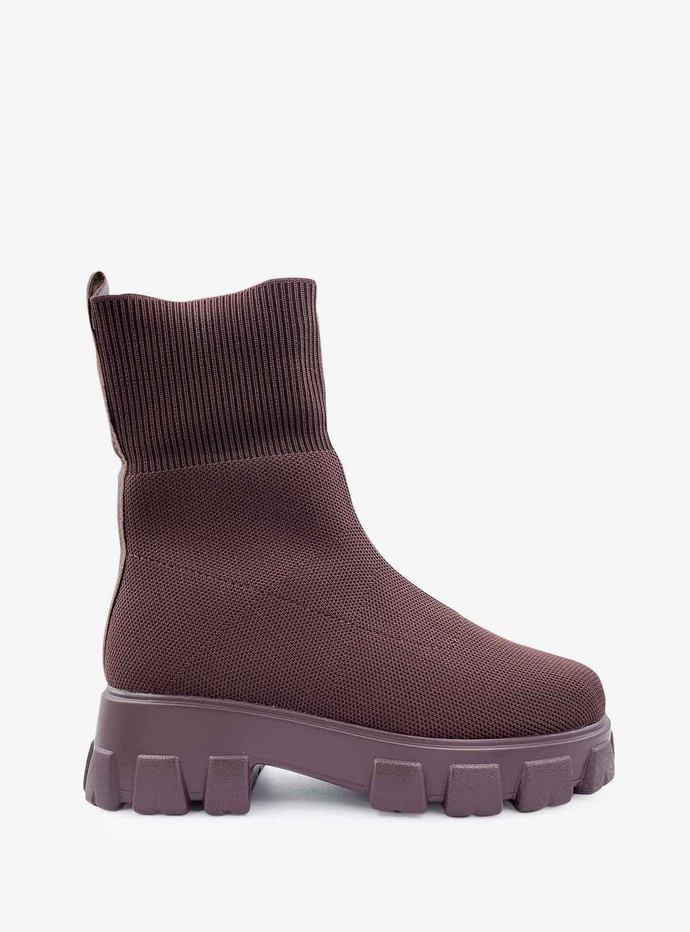 Gia Stretch Knit Platform Boot on Lug Sole Brown, BROWN, alternate