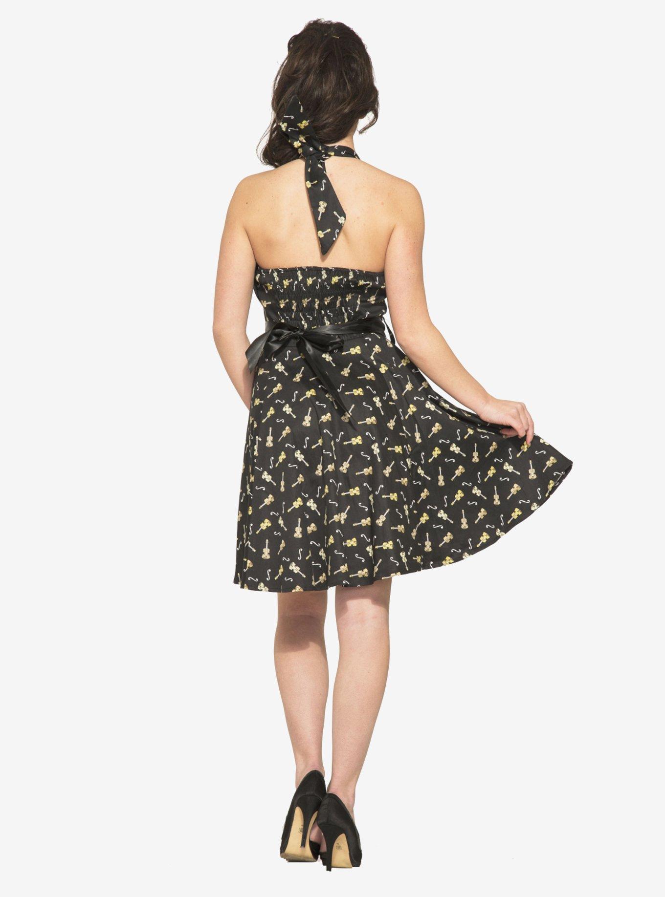 Black Violin Halter Dress, , hi-res