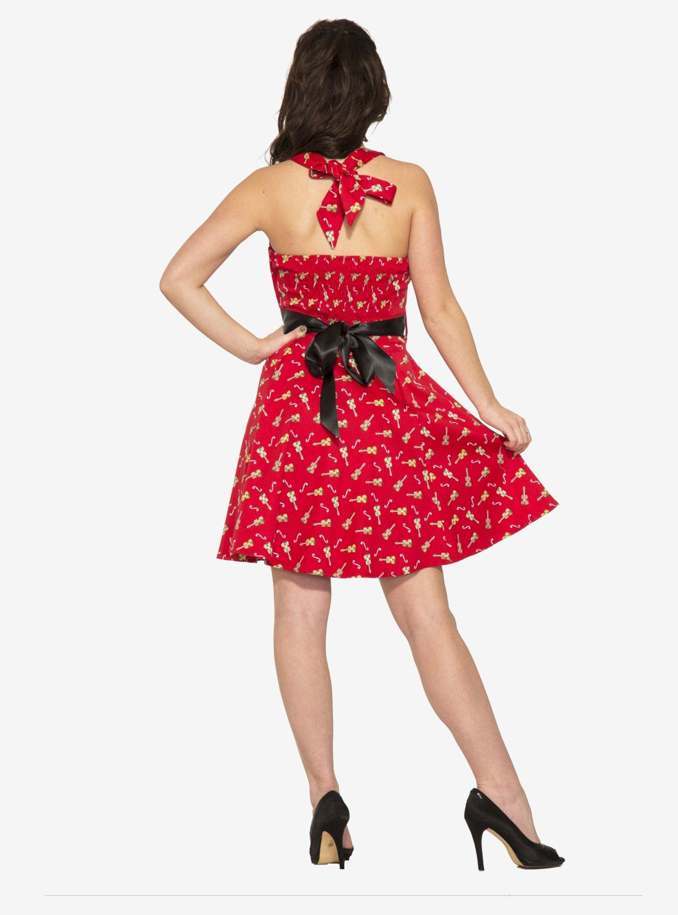 Red Violin Halter Dress, RED, alternate