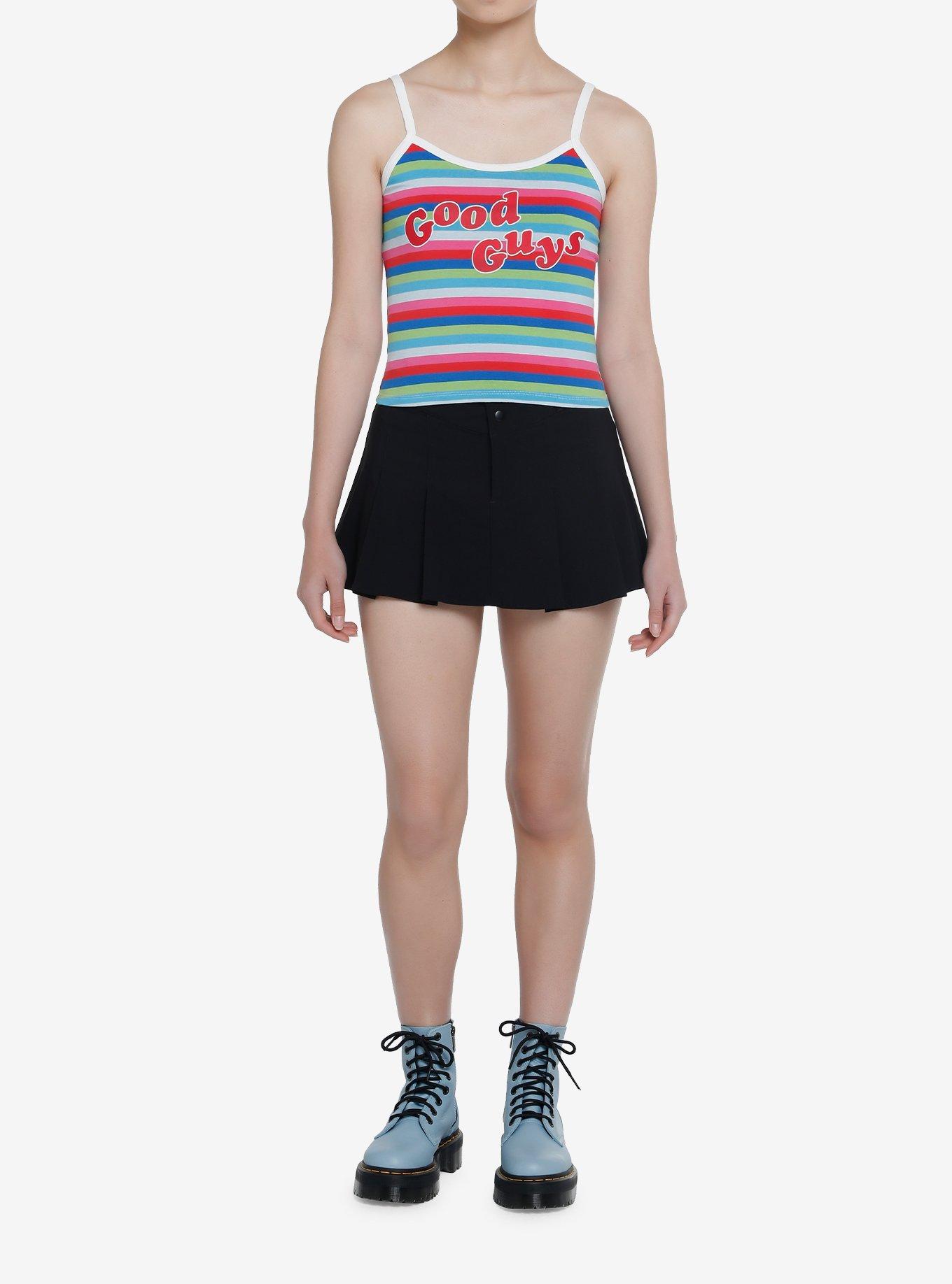 Chucky Good Guys Stripe Girls Crop Tank Top, RED, alternate