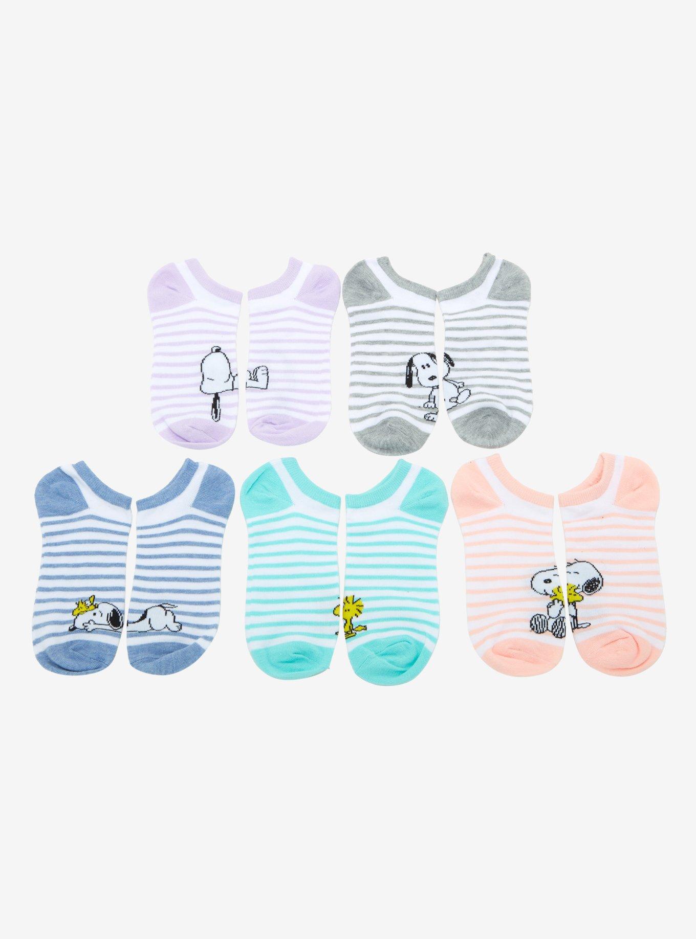 Peanuts Snoopy & Woodstock Stripe No-Show Socks 5 Pair, , alternate - view 2