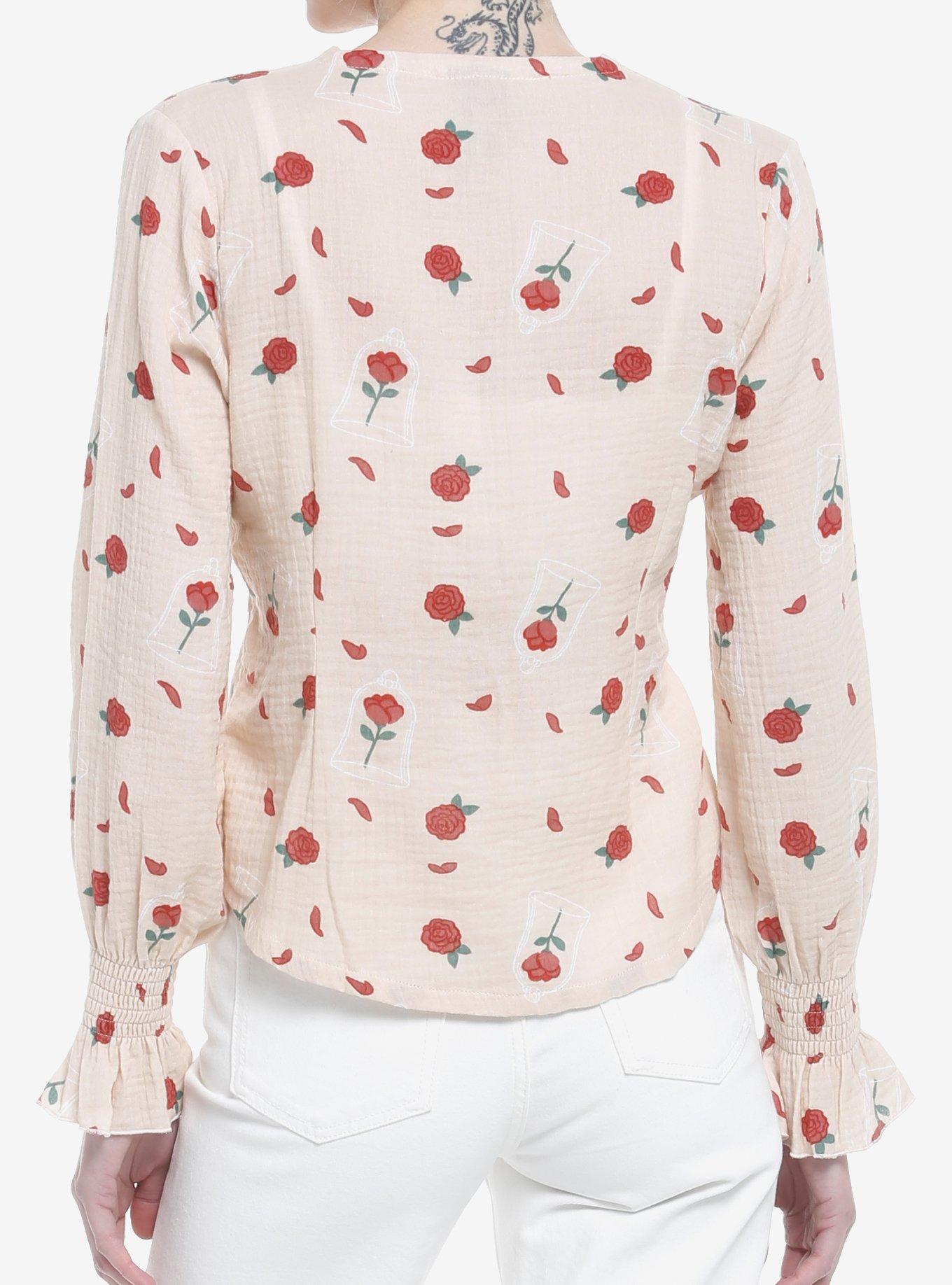 Her Universe Disney Beauty And The Beast Rose Woven Long-Sleeve Blouse, MULTI, alternate