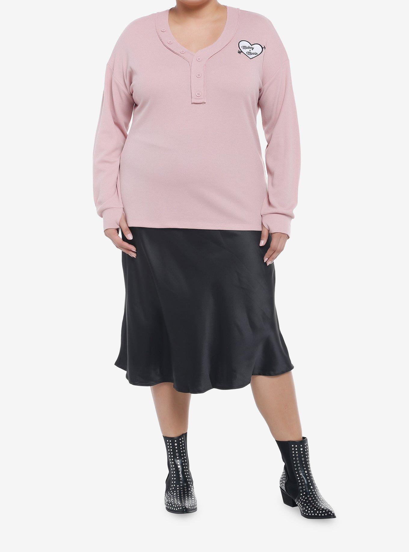 Her Universe Disney Mickey Mouse & Minnie Mouse Waffle Knit Long-Sleeve Top Plus Size, , hi-res