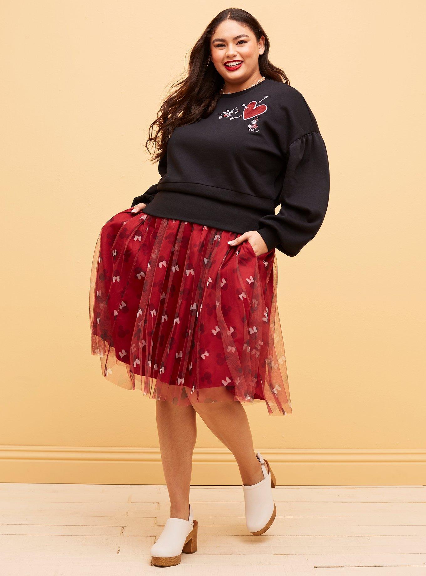 Her Universe Disney Mickey Mouse & Minnie Mouse Balloon Sleeve Sweater Plus Size, BLACK, alternate