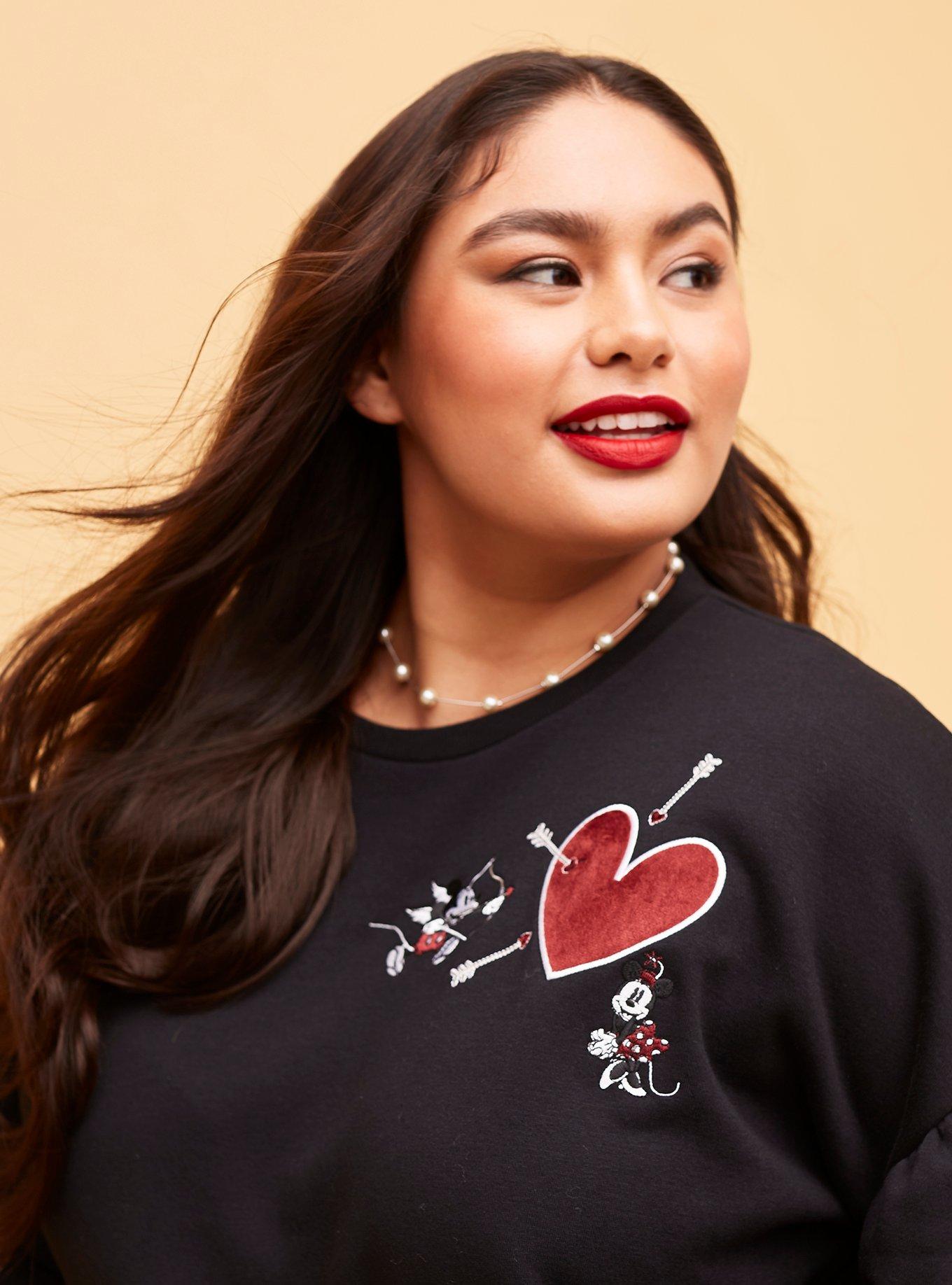 Her Universe Disney Mickey Mouse & Minnie Mouse Balloon Sleeve Sweater Plus Size, BLACK, alternate