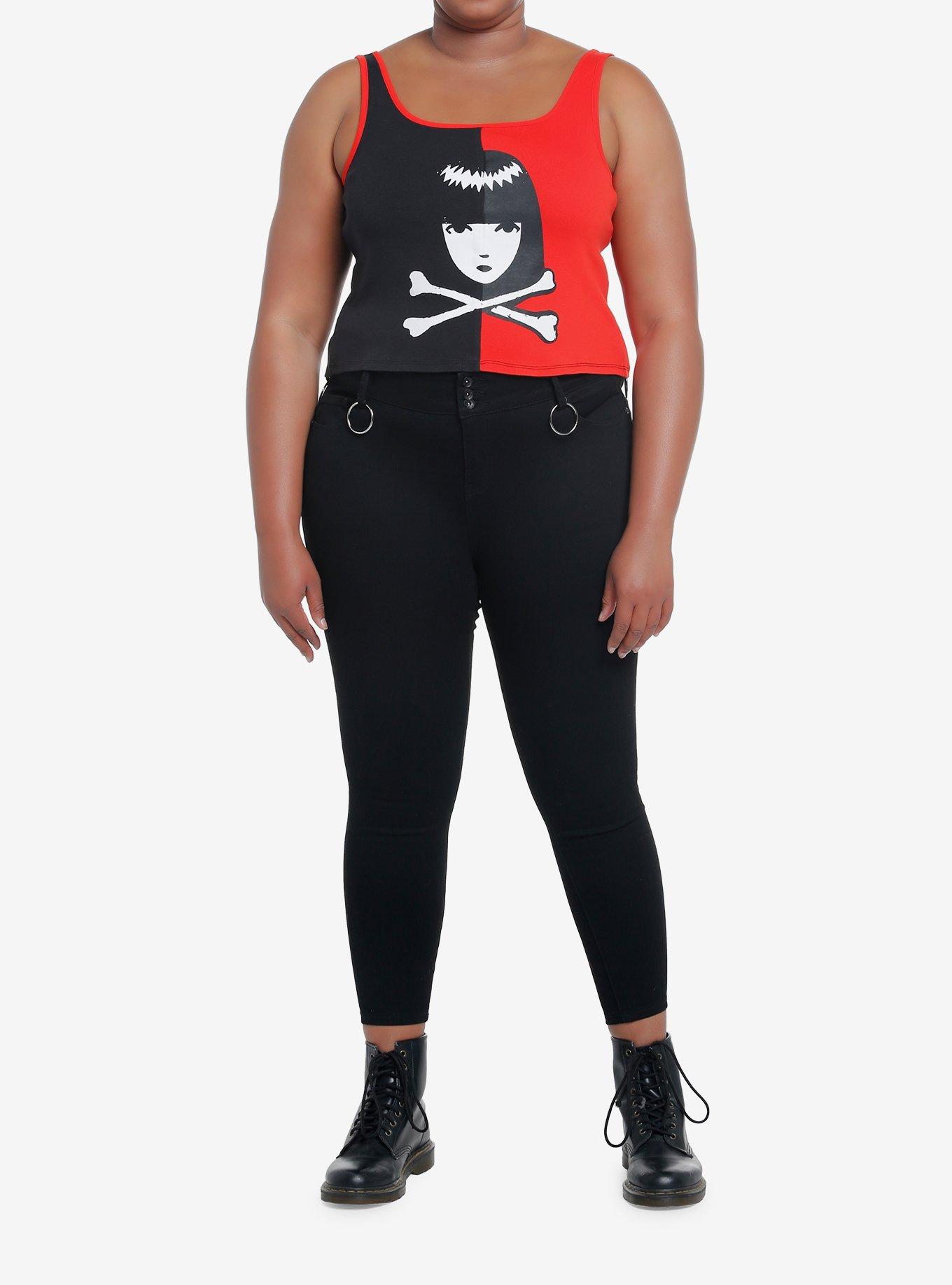 Emily The Strange Split Girls Crop Tank Top Plus Size, , hi-res