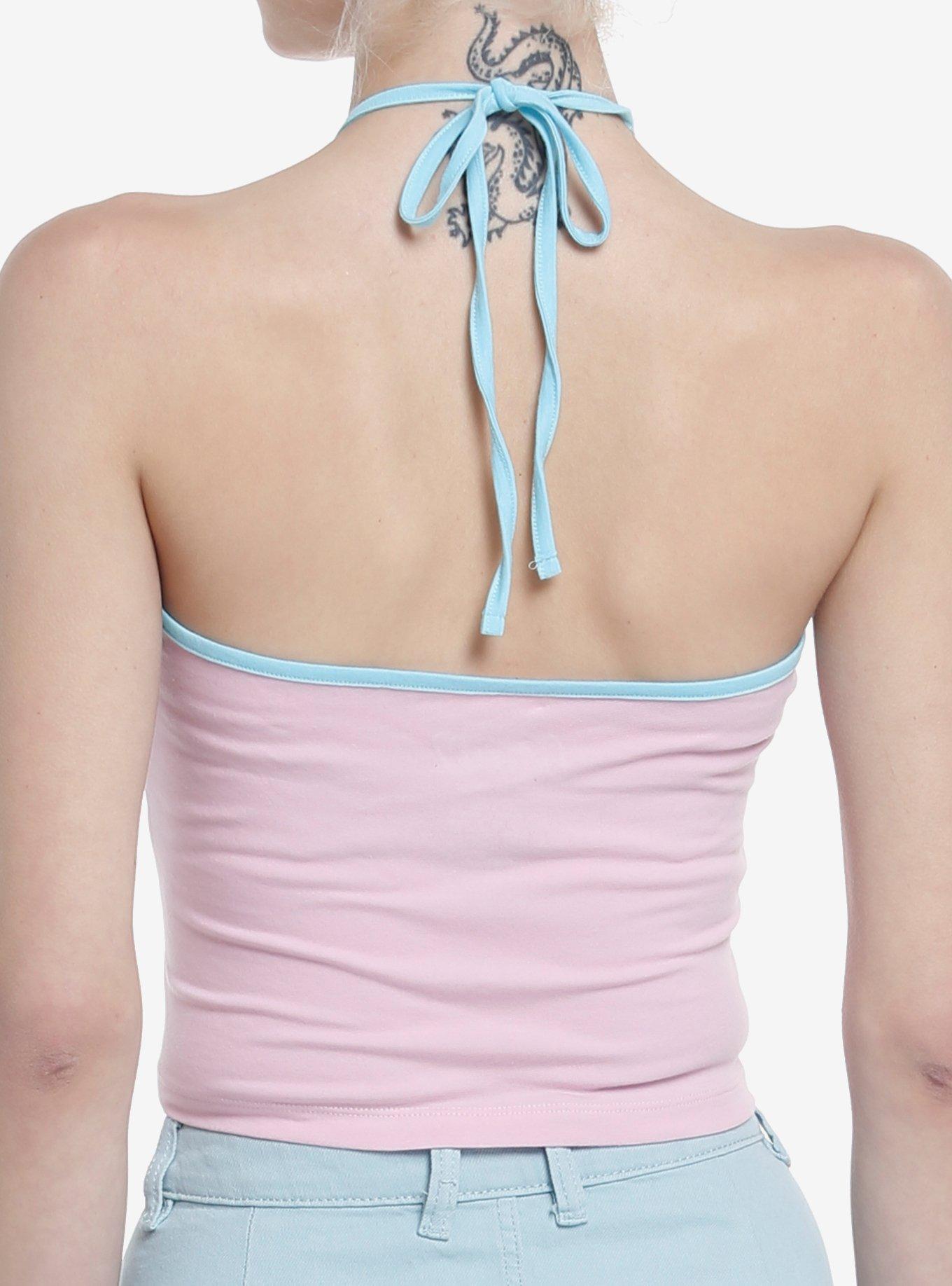 Kirby Pastel Star Bead Girls Crop Halter Tank Top, MULTI, alternate