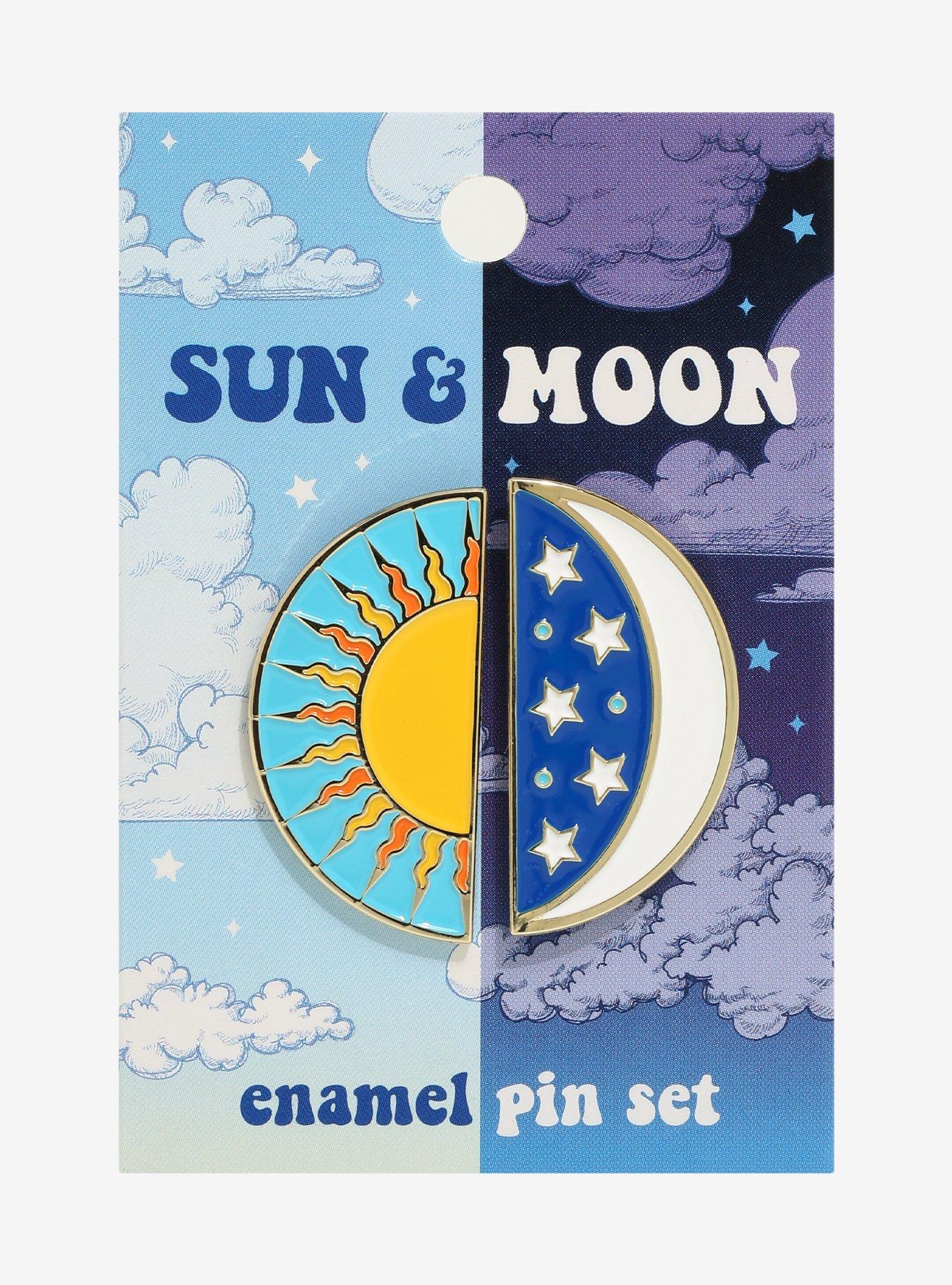 Celestial Sun & Moon Enamel Pin Set, , alternate