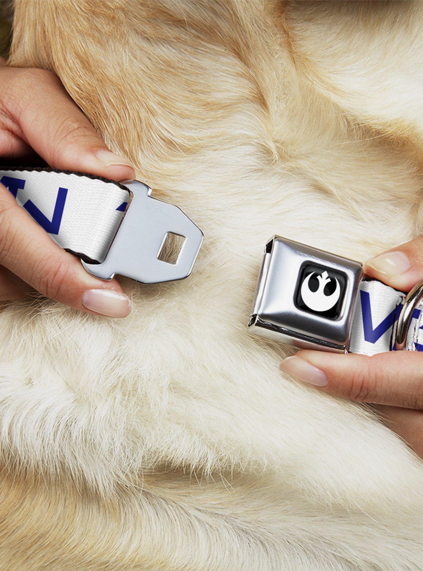 Star Wars Aurebesh Rebel Seatbelt Buckle Dog Collar, BRIGHT WHITE, alternate