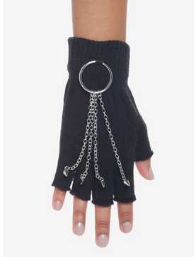 Spike Stud O-Ring Fingerless Gloves, , hi-res