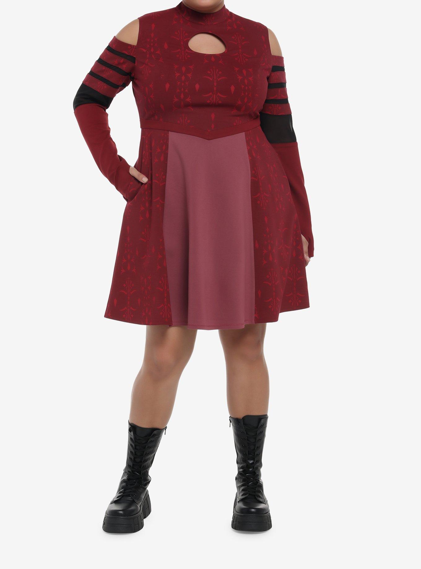 Her Universe Star Wars Ahsoka Tano Dress Plus Size, BURGUNDY, alternate