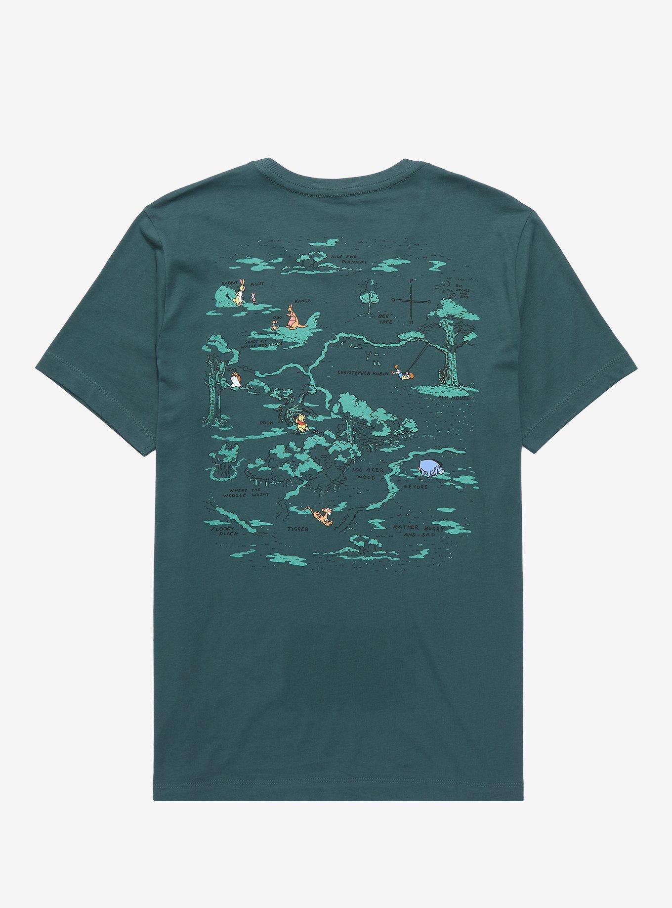 Disney Winnie the Pooh Hundred Acre Wood Map T-Shirt - BoxLunch Exclusive, DARK GREEN, alternate