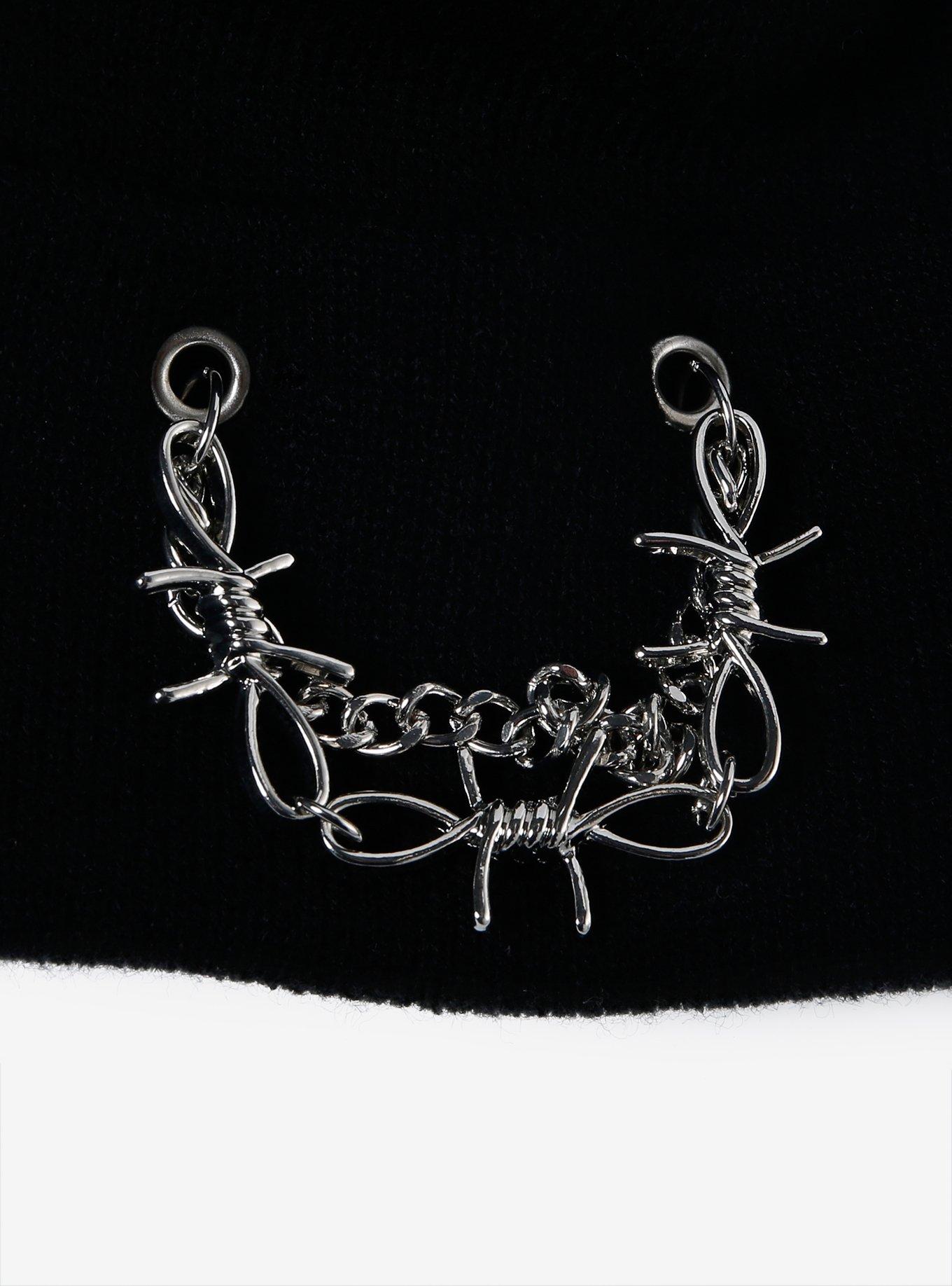 Black Barbed Wire Beanie, , alternate