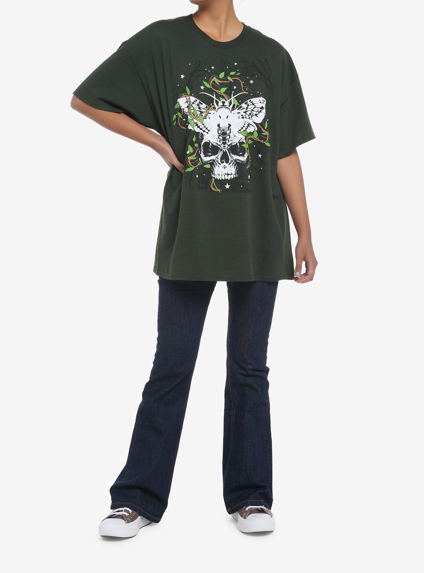 Death's-Head Moth Skull Oversized Girls T-Shirt, MULTI, alternate
