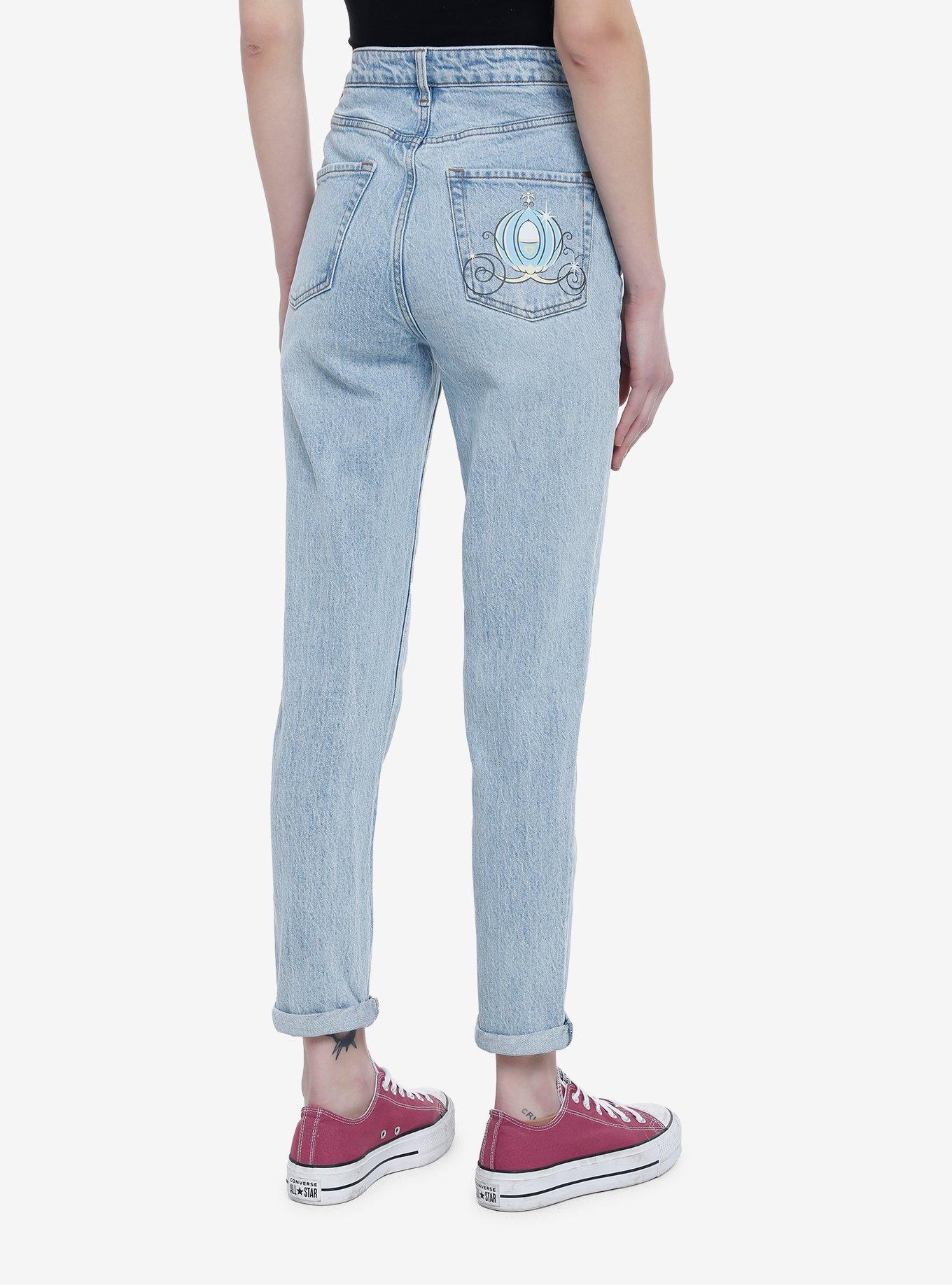 Disney Cinderella Friends Mom Jeans, LIGHT WASH, alternate