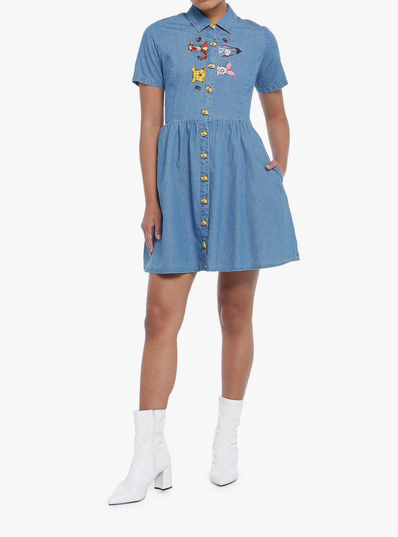 Disney Winnie The Pooh Friends Denim Dress, CHAMBRAY, alternate