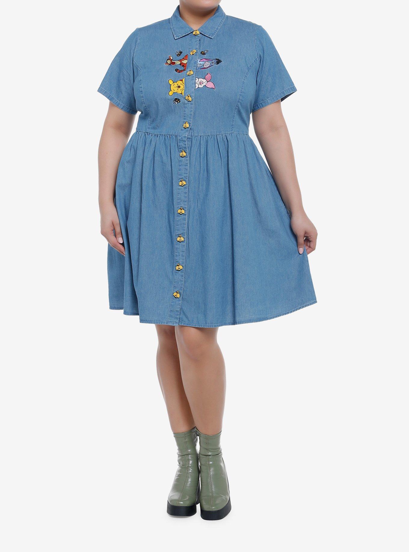 Disney Winnie The Pooh Friends Denim Dress Plus Size, CHAMBRAY, alternate