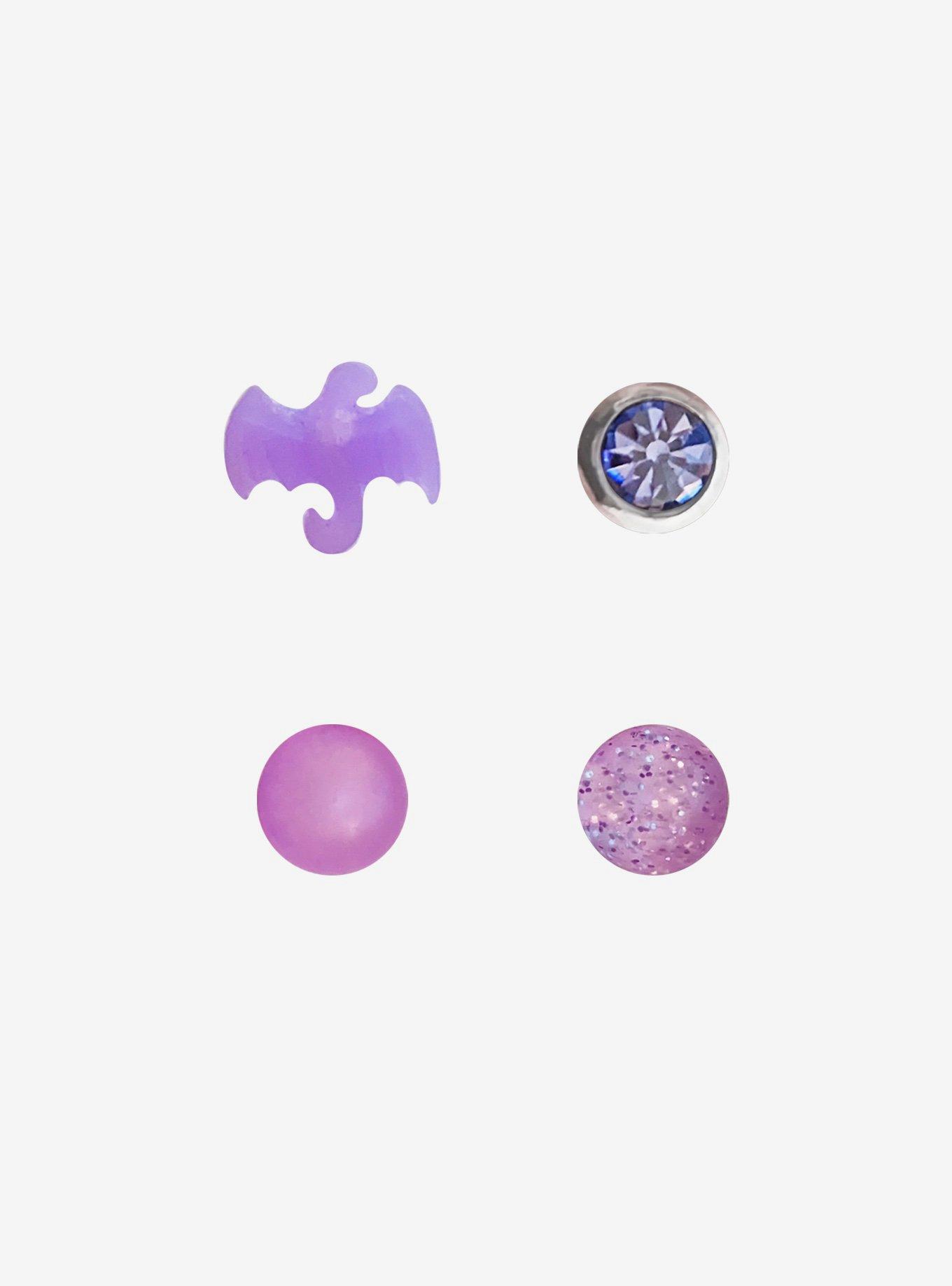 Steel Purple Dragon Gem Tongue Barbell 4 Pack, , alternate