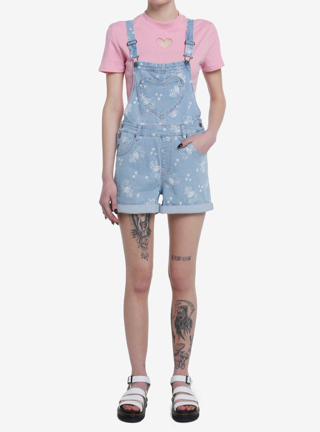 My Melody Hearts Denim Shortalls, MULTI, alternate