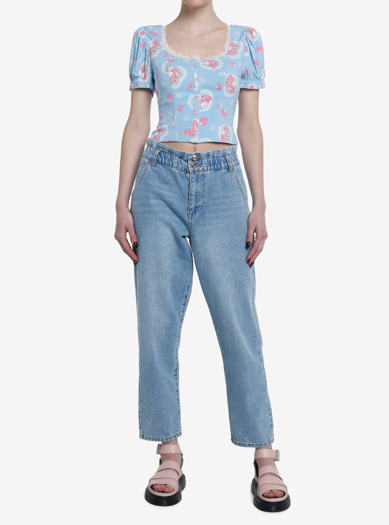 My Melody Lace Peasant Girls Woven Top, MULTI, alternate