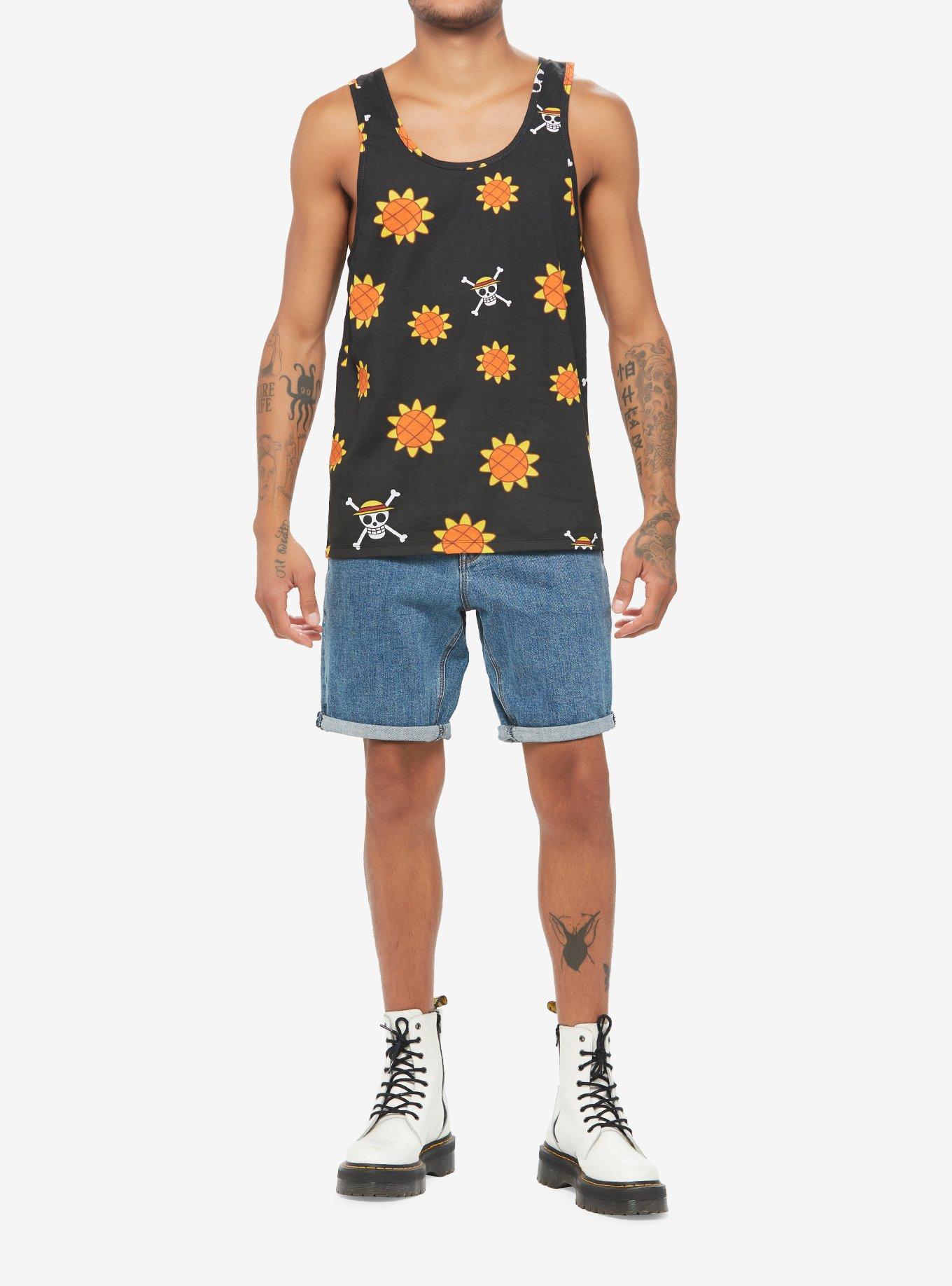 One Piece Luffy Sunflower Tank Top, BLACK, alternate